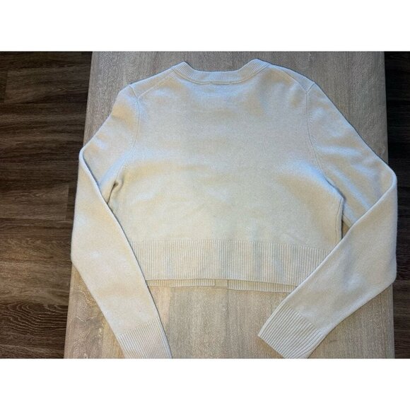 WHISTLES Ivory Wool Cropped Cardigan Size Medium Tortoise Buttons Timeless - Picture 9 of 9